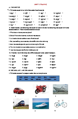 Bài tập ôn tập chương trình Tiếng Anh Lớp 7